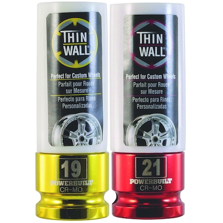 Powerbuilt 2Pc Metric Thin Wall Wheel Socket Set 642397